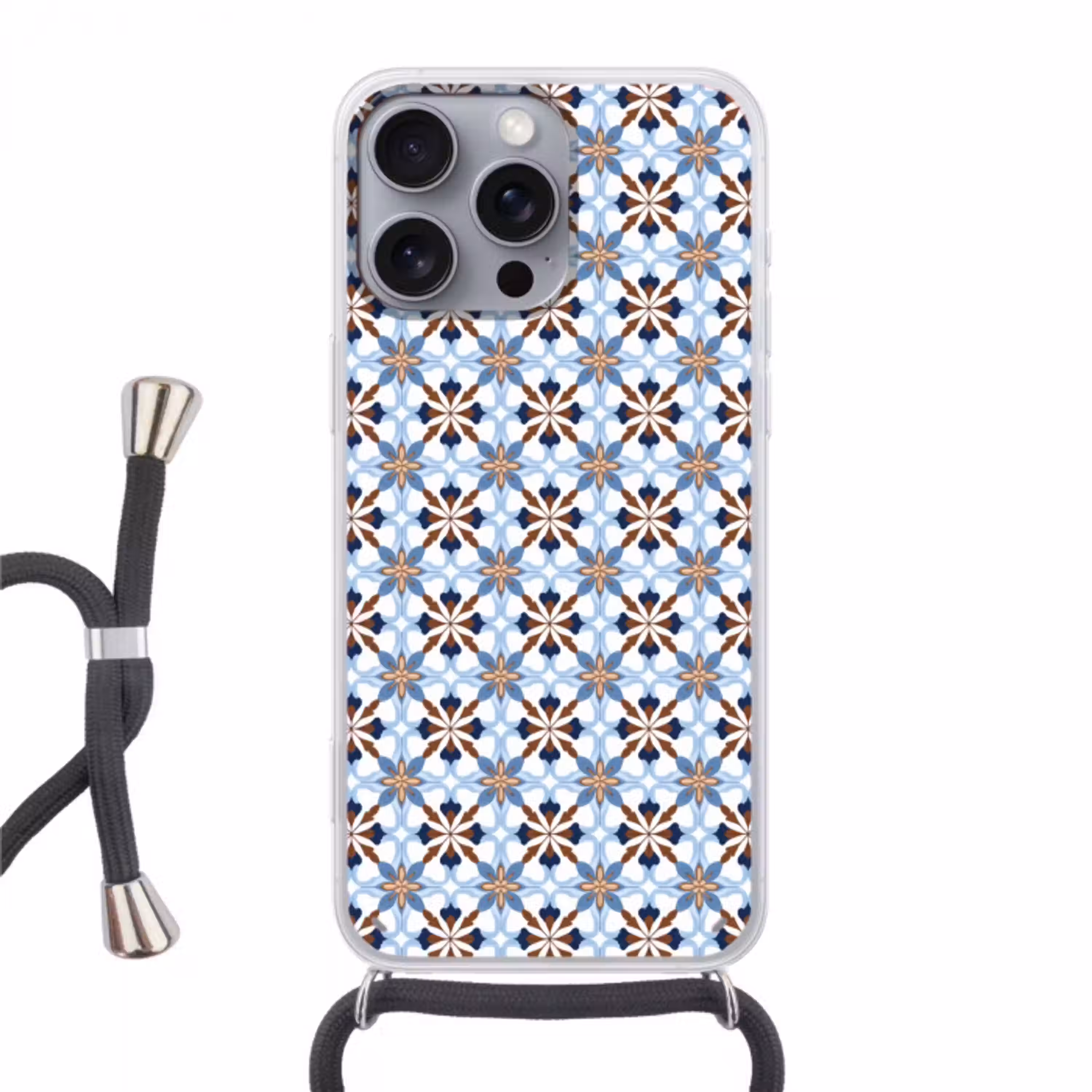 Ornament - Tegel - Kleurrijk Hoesje iPhone 16 Pro Max met koord klein 804 -3d