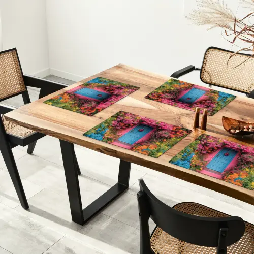 Bloemen - Deur - Roze Placemat vinyl groot -zzsfeer4_Kitchenyeah-website
