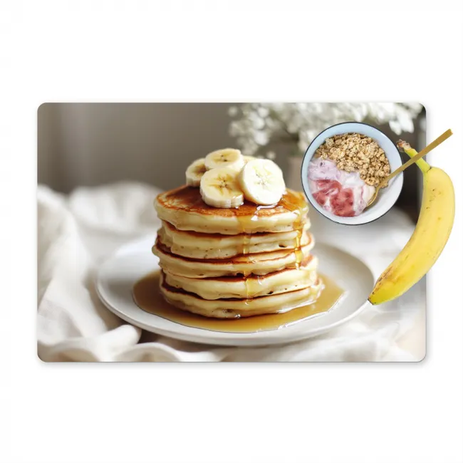 Pannenkoeken - Banaan - Siroop - Wit - Beige Placemat vinyl groot -zzzproduct_Kitchenyeah-website