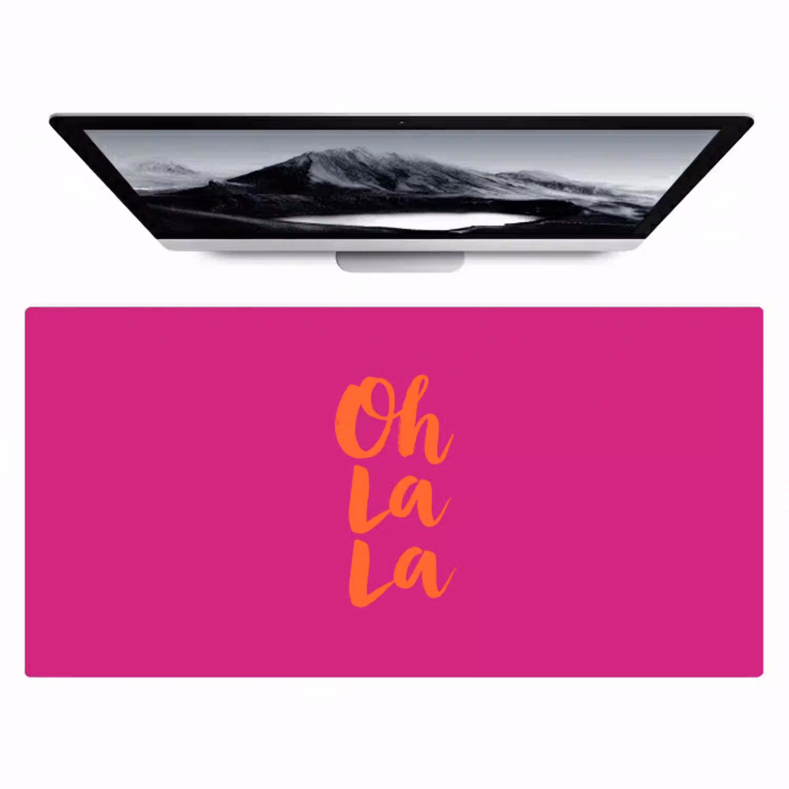 Oh la la - Roze - Oranje - Minimalistisch Muismat XXL klein -zzz3d