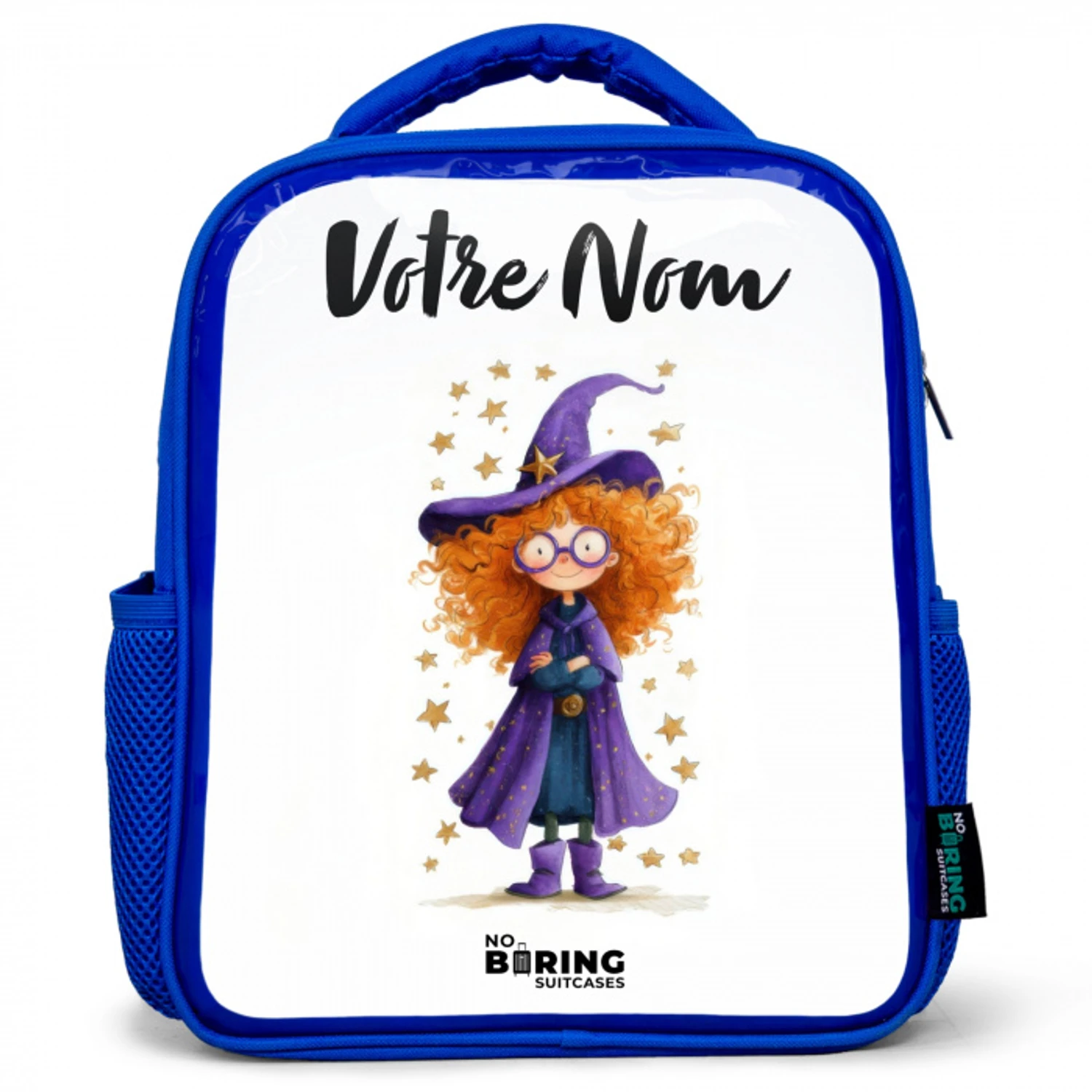 Sterrenmagie met krullen Kinderrugzak - Blauw middel -3d