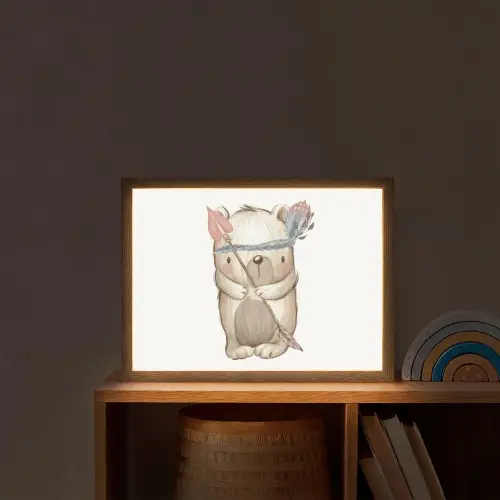 Beer - Dier - Bosdieren Light Box met batterij (Wandlamp kind) middel -sfeer1_kind