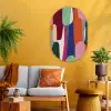 Vormen - Ritmisch - Kleuren - Abstract Wandcirkel Ovaal Glas middel -sfeer4