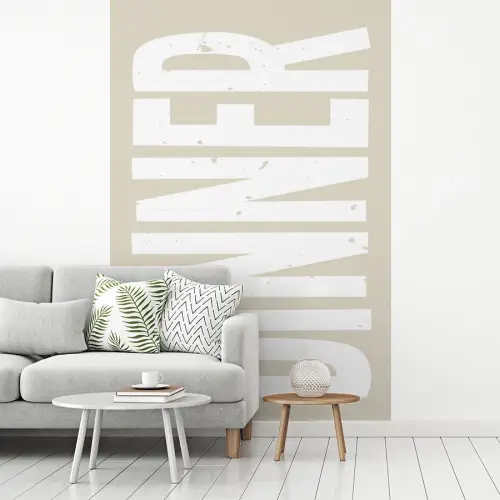Vintage - Beige - Japandi - Wit fotobehang vinyl groot -woonkamer