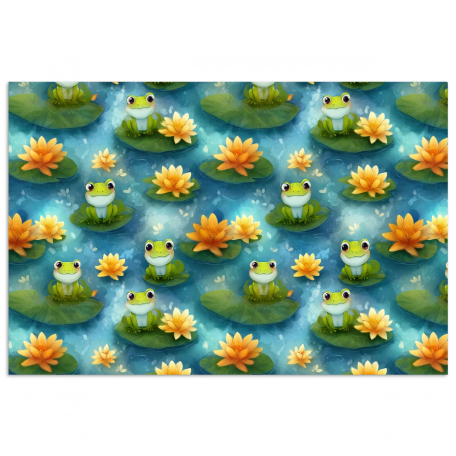 Kikker - Lelies - Groen poster papier klein 62 -3d