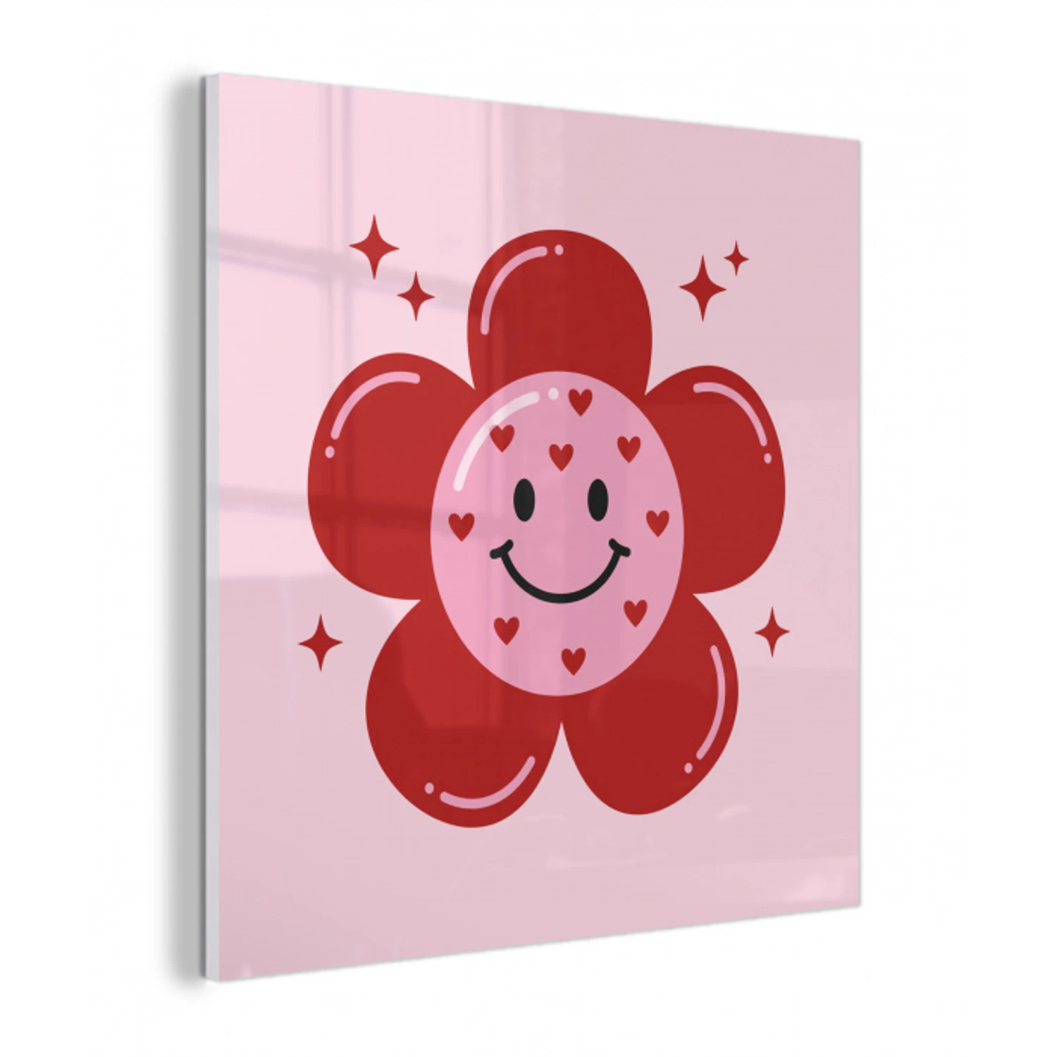 Bloem - Roze - Hartjes plexiglas 5mm klein -z3d