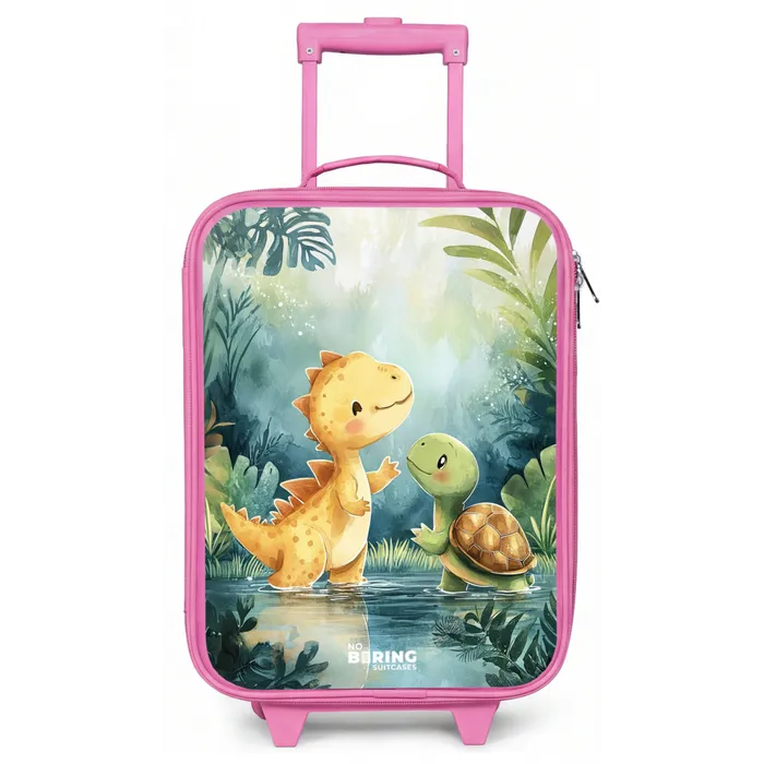 Dino - Schildpad - Jungle Kinderkoffer - Roze klein -zz3dotto