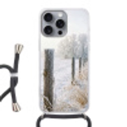 Hek - Sneeuw - Mist - Platteland - Nostalgisch Hoesje iPhone 16 Pro Max met koord klein -3d