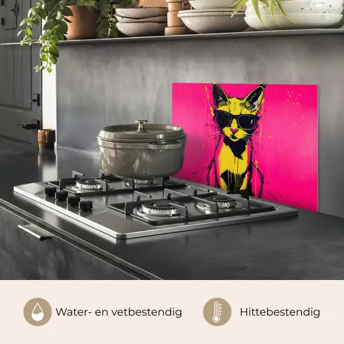 Kat - Art - Zonnebril - Roze keuken achterwand spatscherm klein -usp_NL
