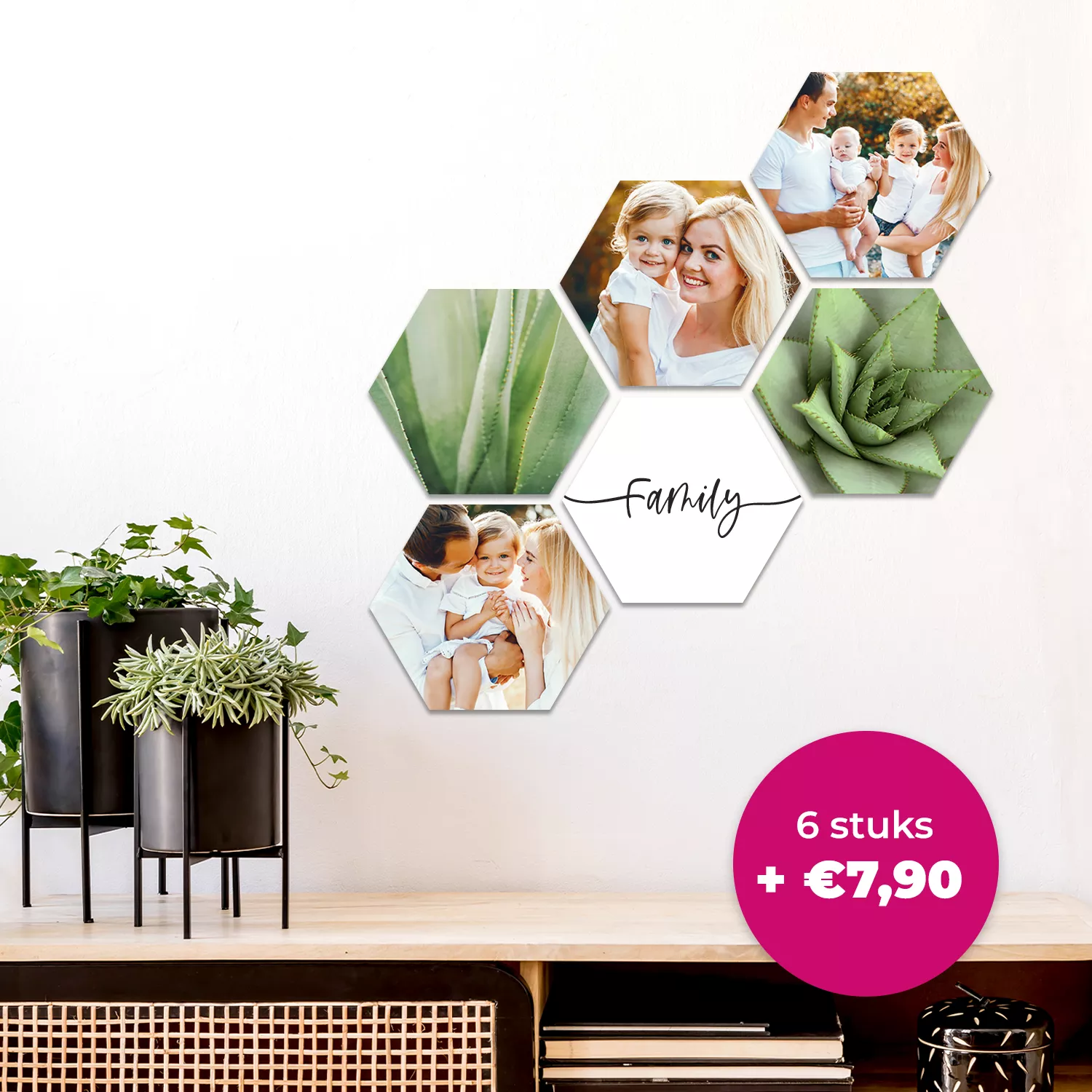6 stuks hexagons 17x15 cm  + € 7,90