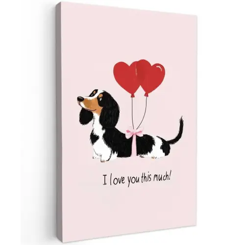 Hond - Teckel - Valentijn - Love Tuinposter op houten frame 2 cm dik klein -3d