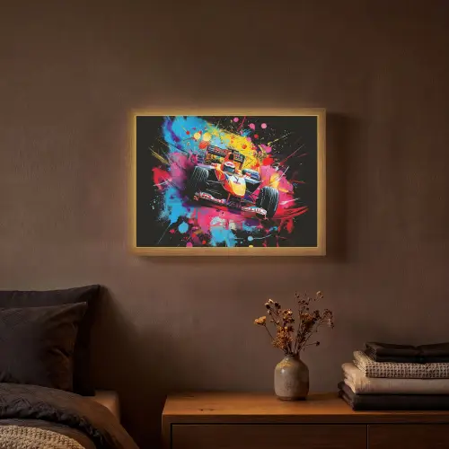 Graffiti - Sport - Auto - Formule 1 - Autosport Light Box met batterij (Wandlamp) middel -sfeer4
