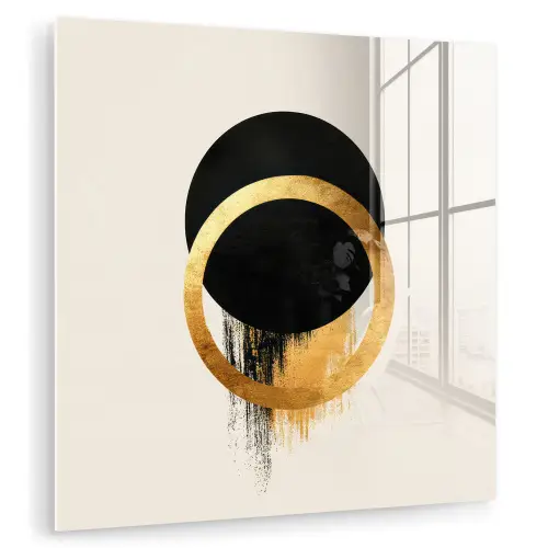 Abstract ontwerp - Zwarte cirkel - Verfvlekken plexiglas 5mm klein -zzzproduct_nieuw