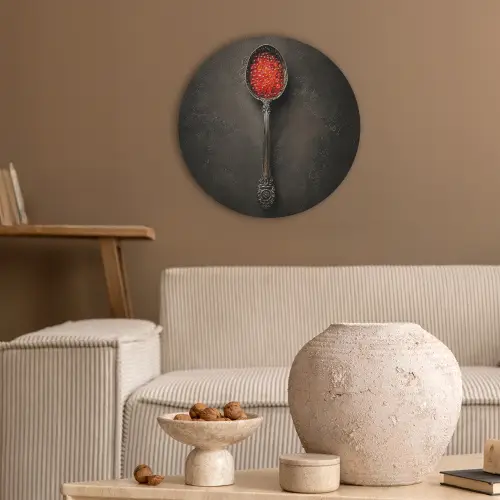 Zwart - Lepel - Caviar Akoestische PET Vilt - Rond klein -sfeer1