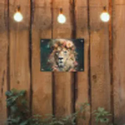 Leeuw - Leeuwenkop - Wilde dieren - Bloemen tuinposter los doek klein -sfeer1