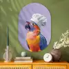 Papegaai - Koksmuts - Paars - Cute Wandcirkel Ovaal Glas middel -sfeer2