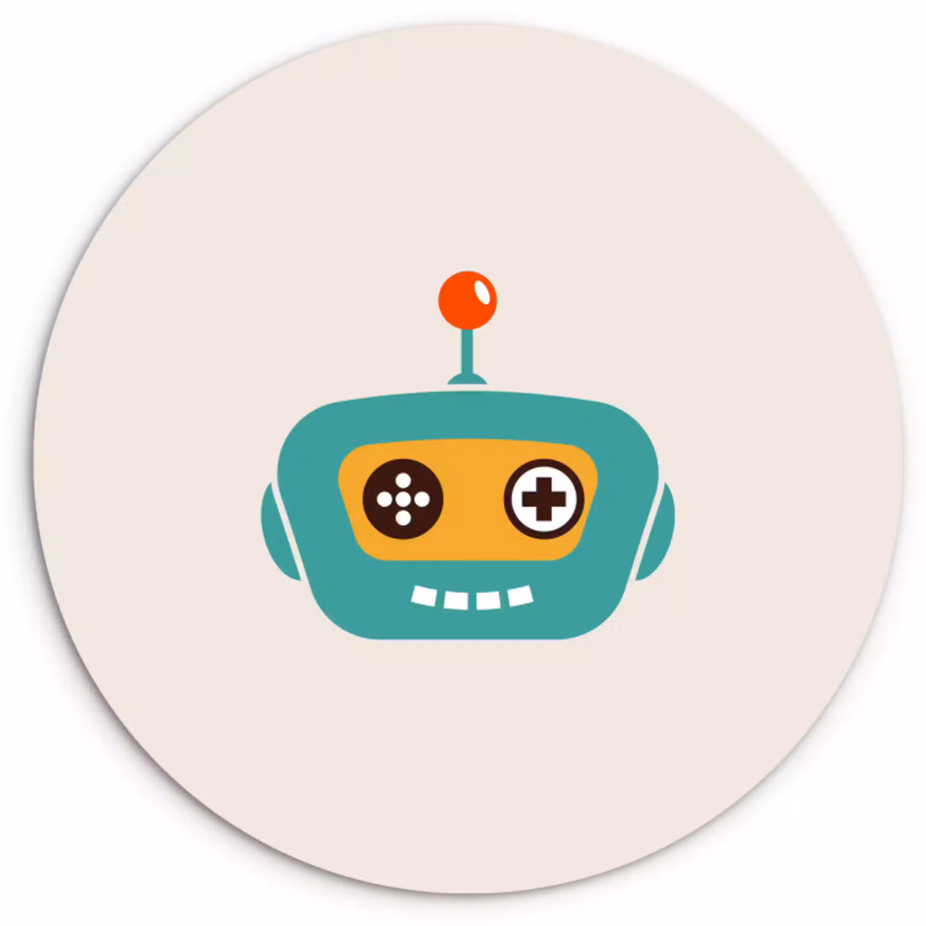 Robot - Gezicht - Antenne - Technologie - Jongen - Kind Wandcirkel kunststof plaat 5mm dik klein -3d
