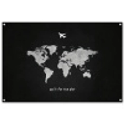 Vliegtuig - Quote - Wereldkaart tuinposter los doek groot -3d