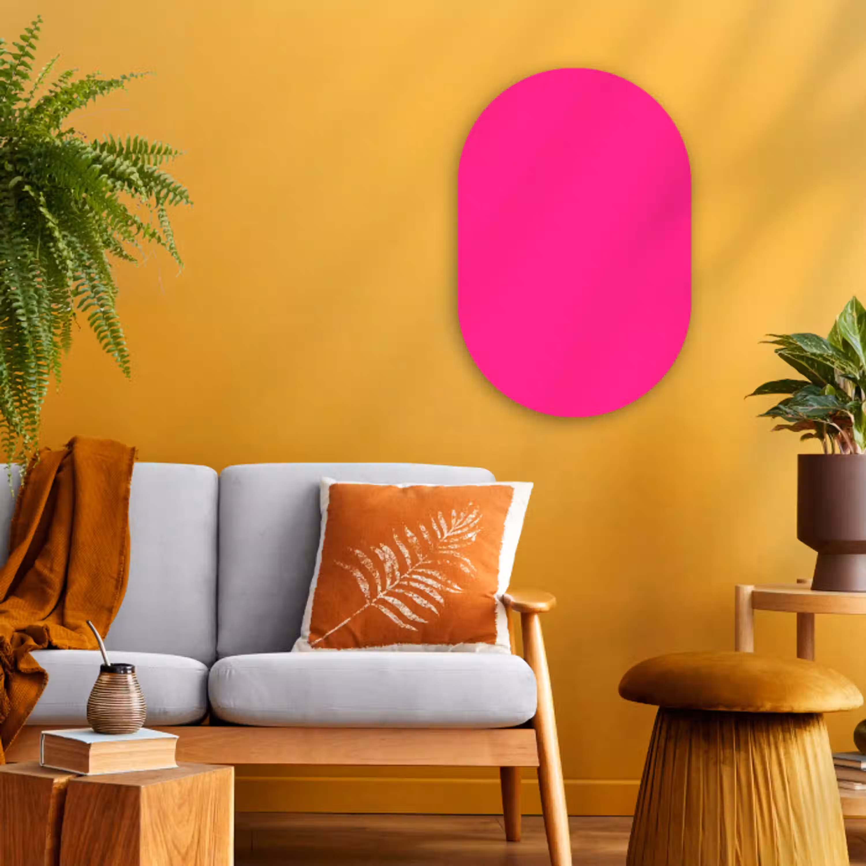 Hot - Fuchsia - Roze Wandcirkel Ovaal Forex klein 630 -sfeer4