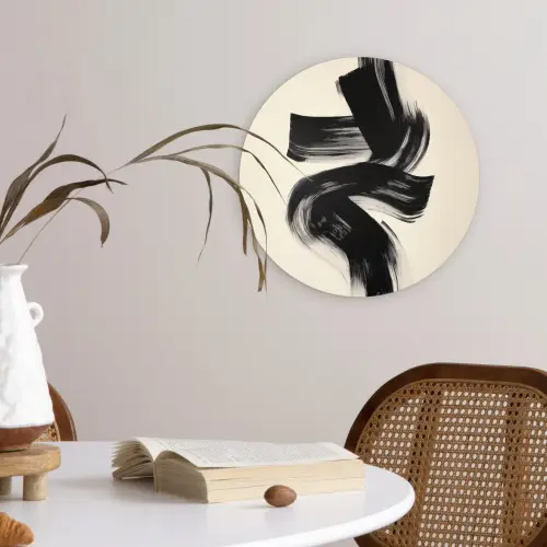 Strepen - Zwart - Abstract Wandcirkel plexiglas klein -sfeer4