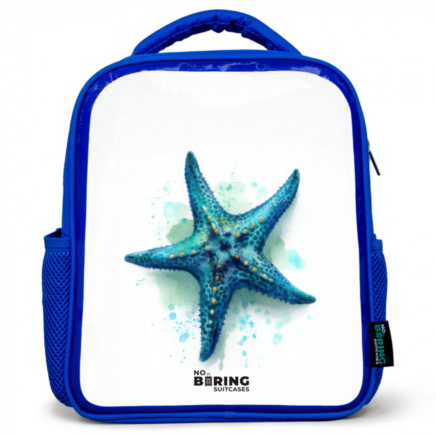 Blauwe Zeester op Witte Achtergrond Kinderrugzak - Blauw middel -3d