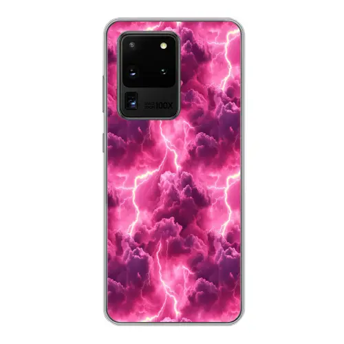 Roze - Onweer - Wolken Telefoonhoesje Samsung Galaxy S20 Ultra klein 358 -3d