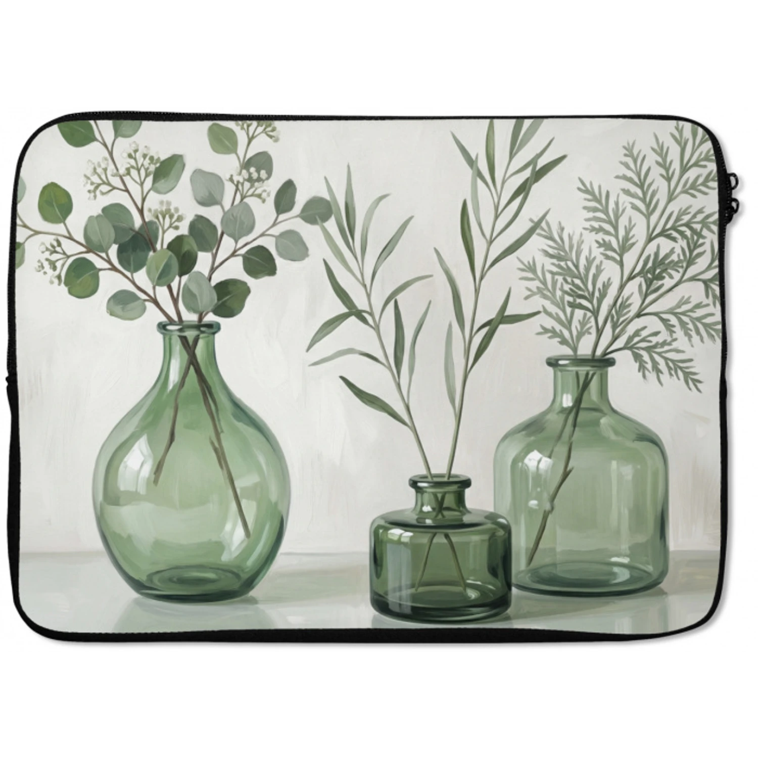 Vazen - Bladeren - Groen laptophoes neopreen klein -zkaufland3dotto