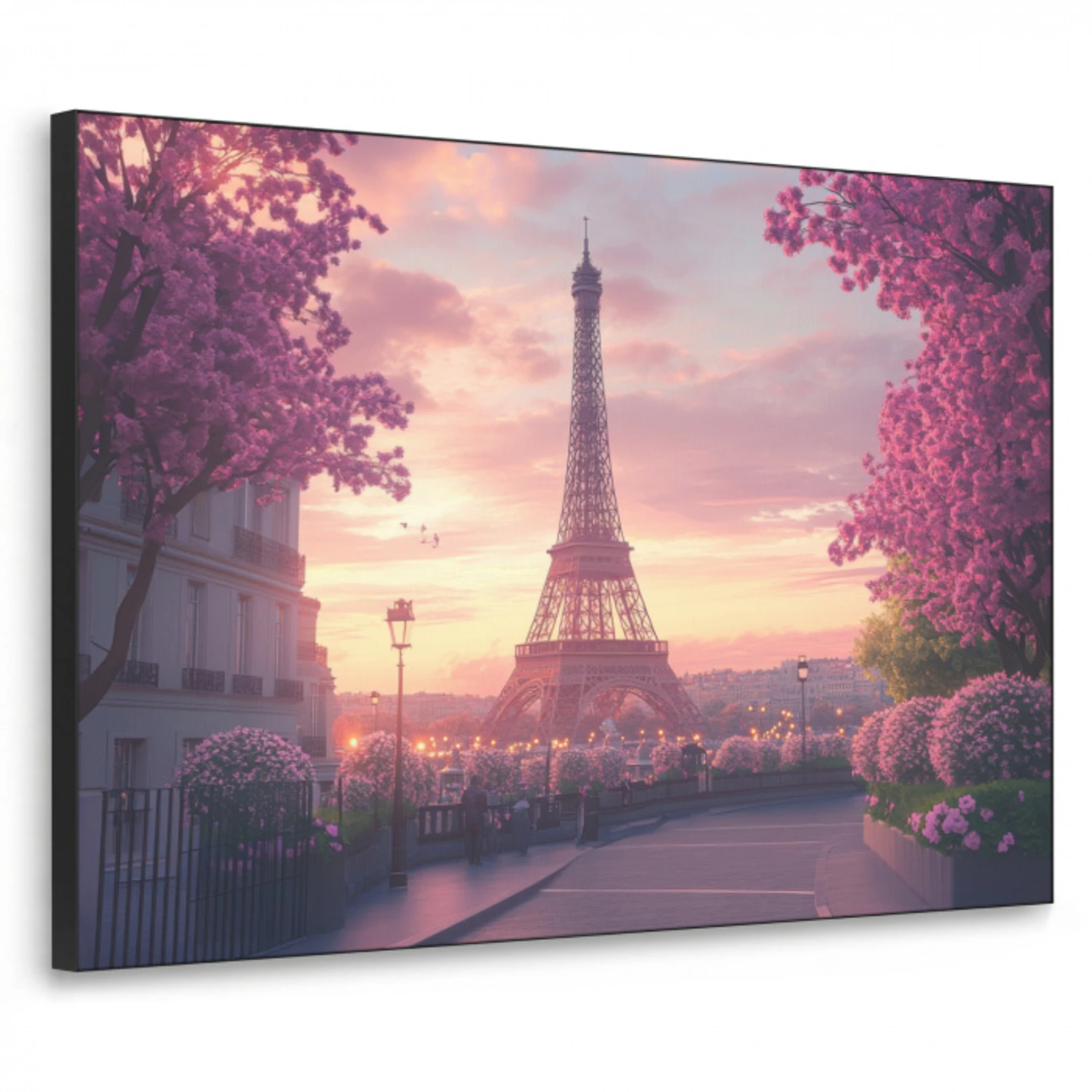 Eiffeltoren - Parijs - Roze Textielframe - compleet frame klein -3d