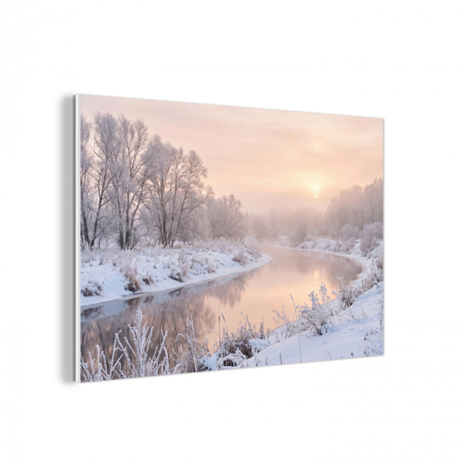 Rivier - Winter - Landschap - Sneeuw - Zonsopgang forex 5mm xxl -3d