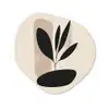 Plant - Beige - Japandi Wandcirkel Organisch Forex 3mm klein -3d
