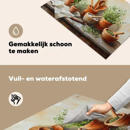 Potten - Kruiden - Hout Inductie beschemer met haakjes klein -ky-schoon-nl