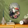 Toekan - Vogels - Bloemen - Planten - Tropisch Wandcirkel Ovaal Forex klein -sfeer2
