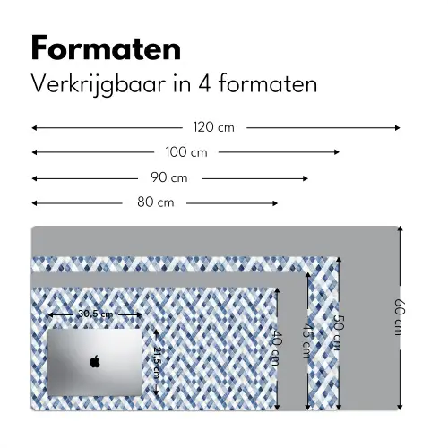 Diamant - Patroon - Blauw - Wit Muismat XXL klein 681 -sfeer5