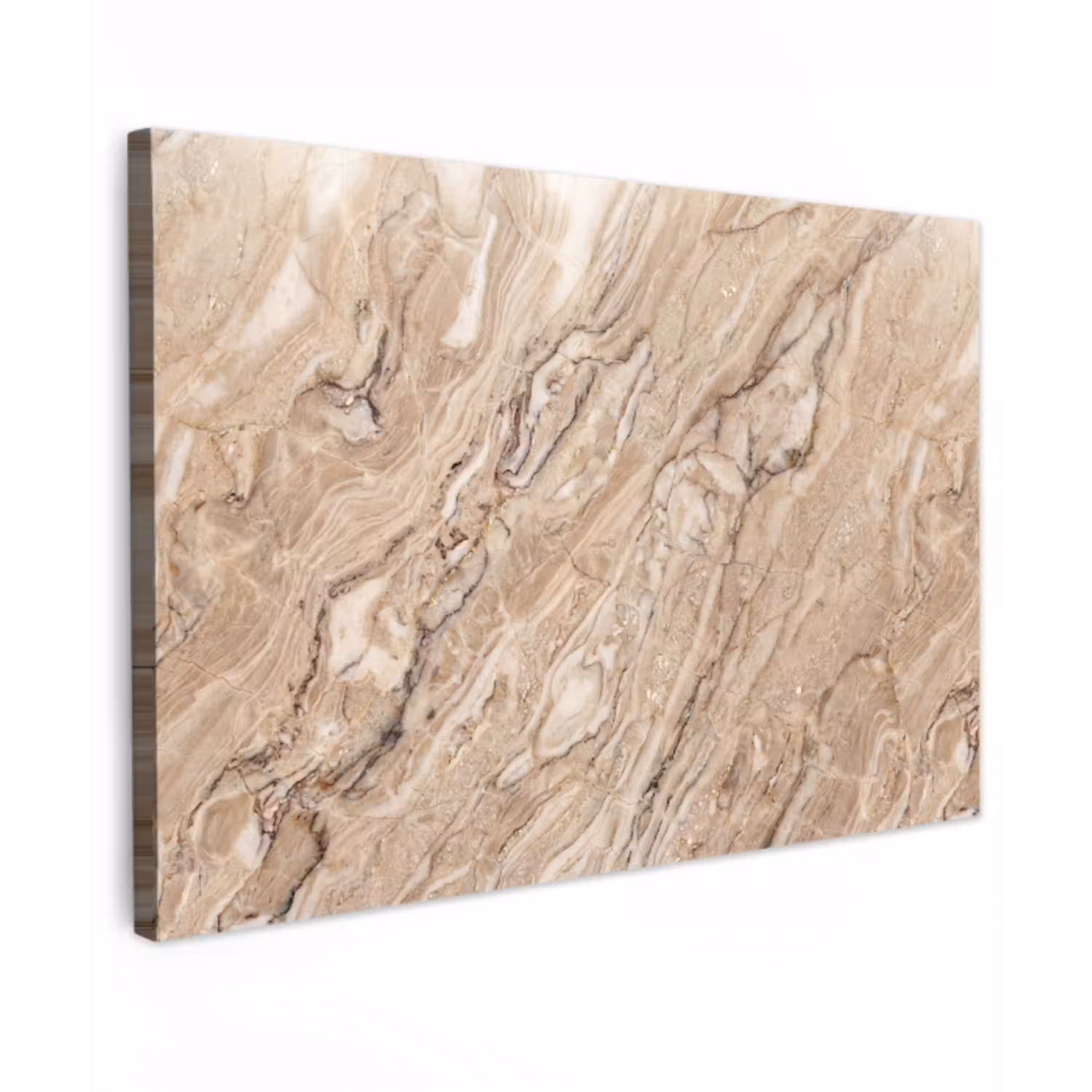 Textuur - Aders - Abstract - Modern - Beige Tuinposter op houten frame 2 cm dik klein -3d