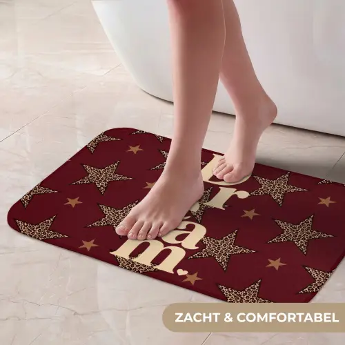 Sterren - Luipaardprint - Dream - Bordeaux Badmat klein -USP_ZachtNL