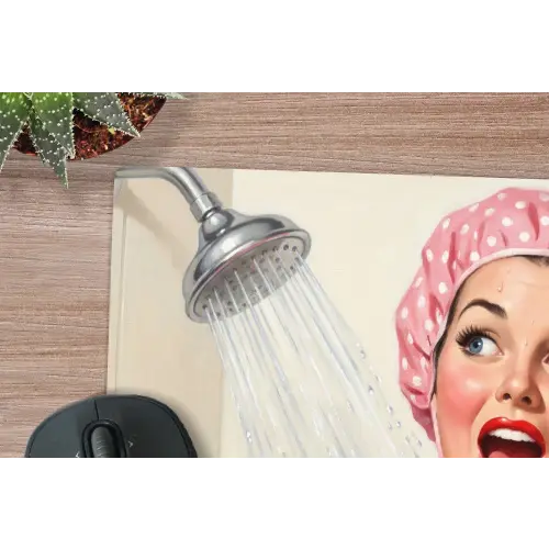 Vrouw - Douche - Roze muismat rubber klein -closeup