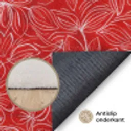 Bloemen - Patroon - Rood Vloerkleed Rechthoek klein 1091 -uniquesellingpoint_antislip_NL_DE