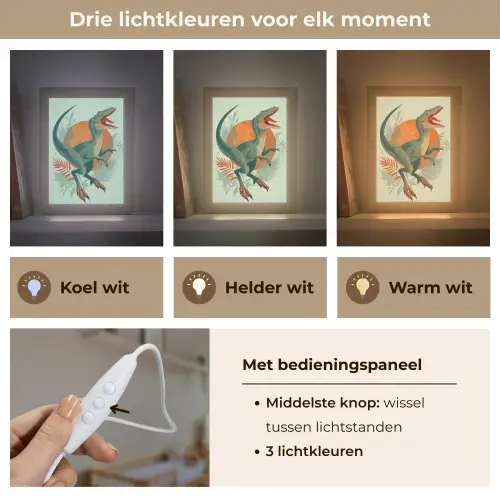 Dino - Bladeren - Grafisch - Groen Light Box met kabel klein -USP_lichtkleurNL