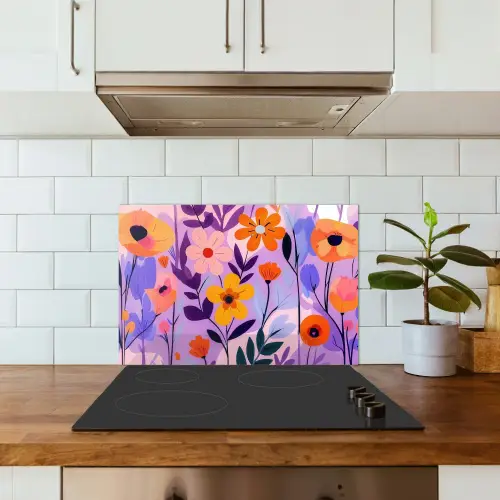 Bloemen - Kleurrijk - Bladeren keuken achterwand spatscherm klein -sfeer2