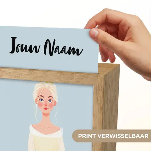 Prinses - Blond - Kroon - Minimalistisch Light Box met kabel (Kinderlampje) klein -USP_websiteprintNL