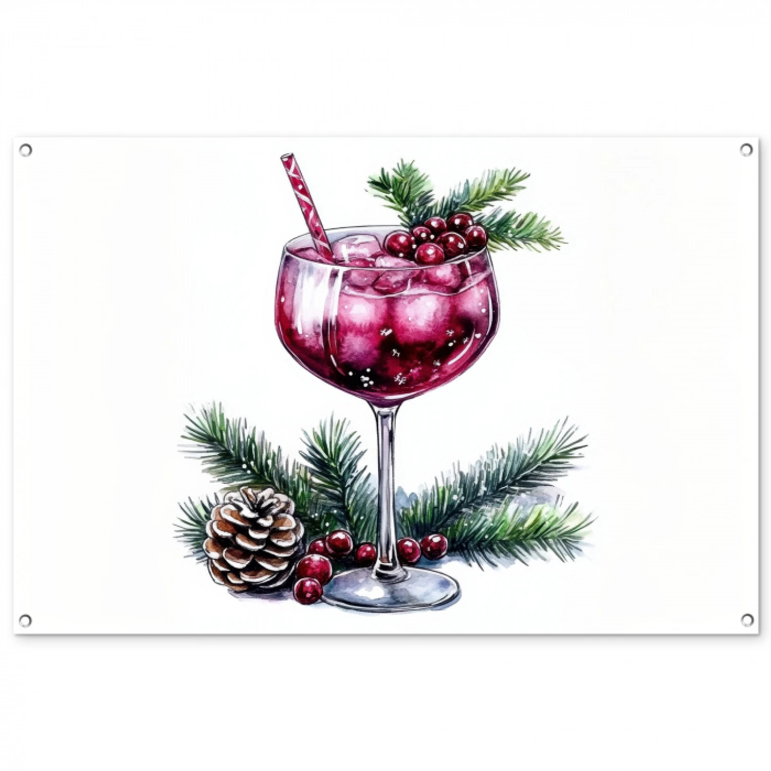 Winter - Cocktail - Decoratie - Drank - Kerst tuinposter los doek groot -3d