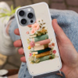 Boeken - Stapel - Bloemen - Kleurrijk Hoesje iPhone 16 Pro Max met koord klein -sfeer3