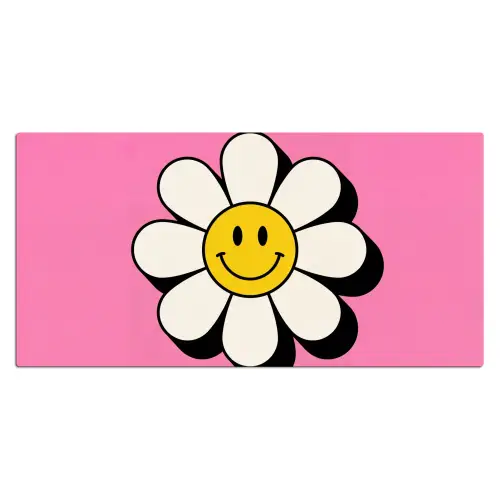 Smiley - Bloem - Roze Muismat XXL klein -3d_leeg