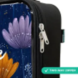 Bloemen op een donkerblauwe achtergrond Kinderkoffer - Zwart klein -rits_UK