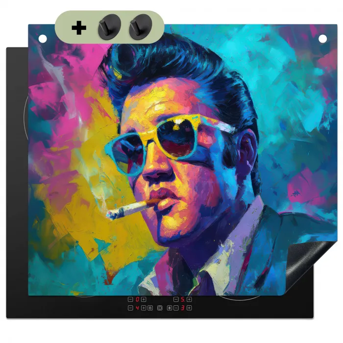 Portret - Sigaret - Kleurrijk - Bril Inductie beschemer met haakjes middel -3d