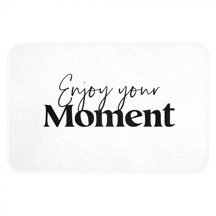 Quotes - Enjoy your moment - Wit - Spreuk Badmat klein -3d