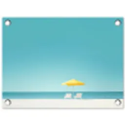 Strand - Blauwe lucht - Geel - Parasol tuinposter los doek klein -3d