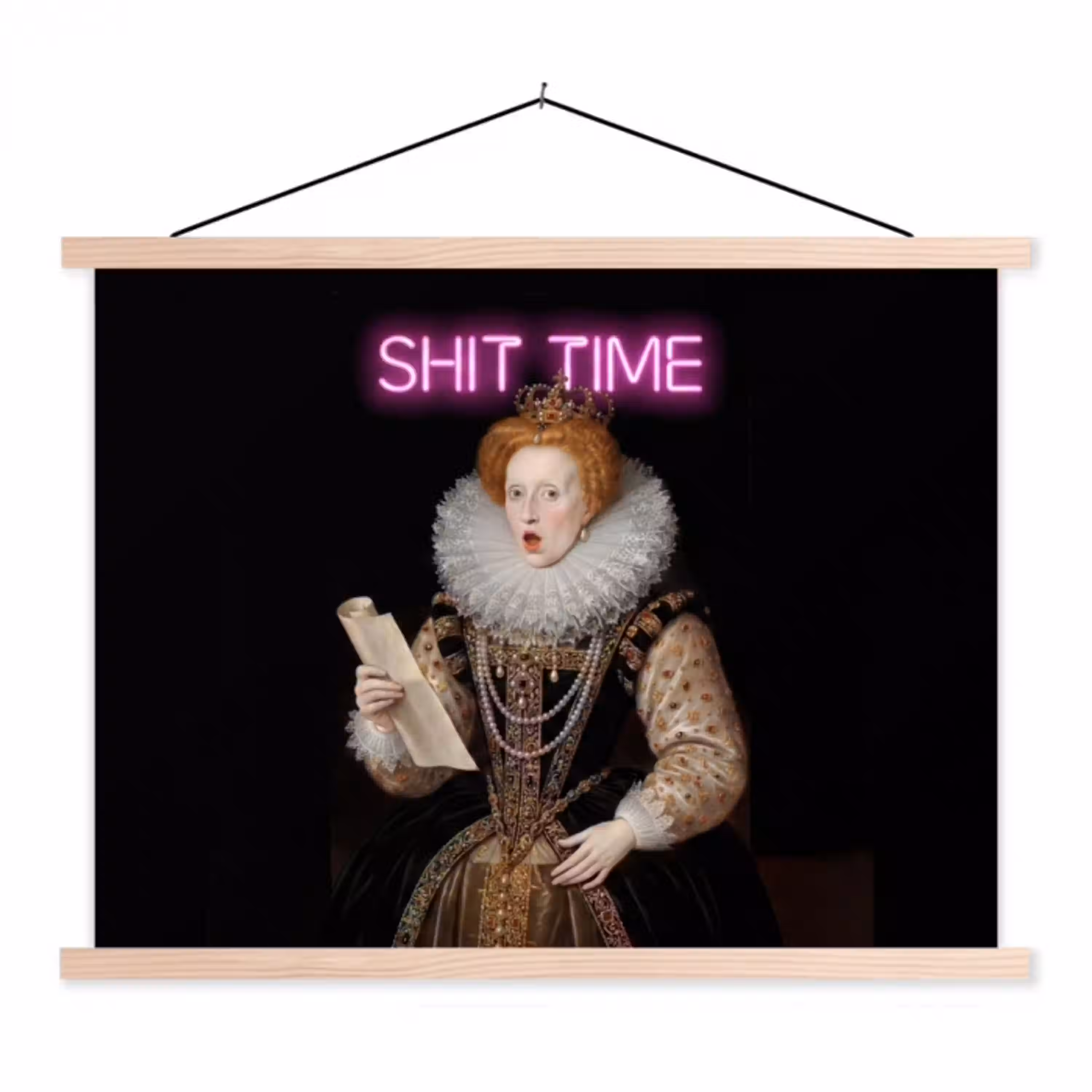 Portret - Humor - Neon textielposter latten blank klein -3d