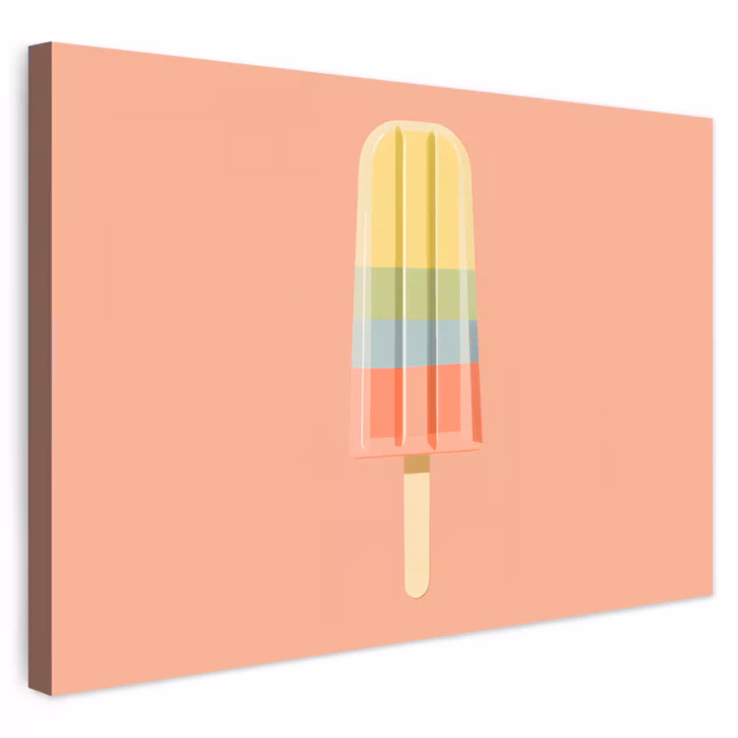 Waterijsje - Pasteltinten - Minimalistisch Tuinposter op houten frame 2 cm dik klein -3d