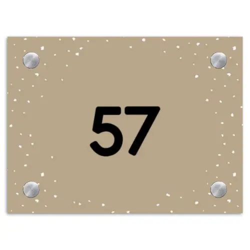 Beige met stippen - Traditioneel Naambord Rechthoek middel -3d